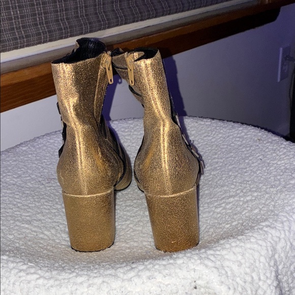 Yves Saint Laurent Gold Multi-Strap Ankle Boots - Picture 4 of 10